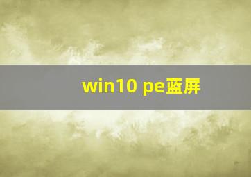 win10 pe蓝屏